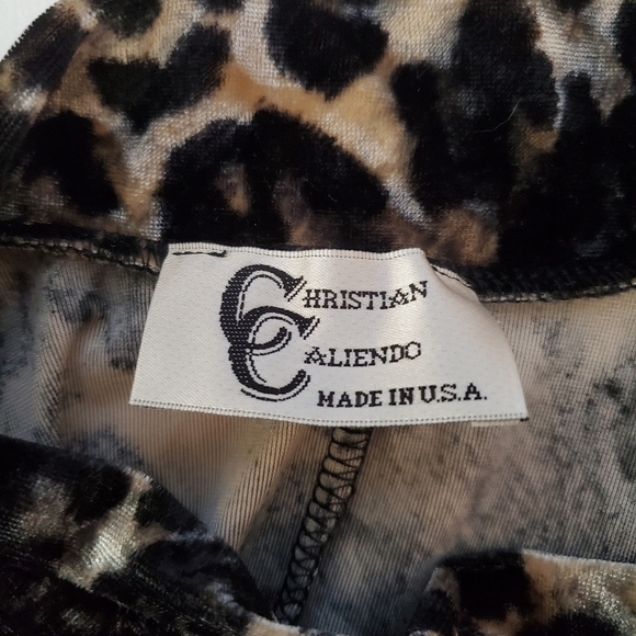 CHRISTIAN Caliendo Large Mockneck Cheetah Sleeveless Mini Dress - Picture 3 of 7